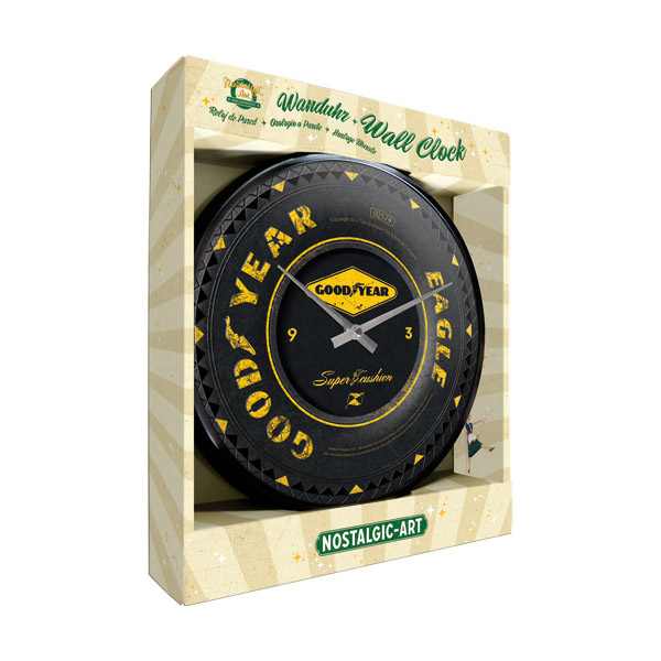 Goodyear Tires Reifen Nostalgie Wanduhr Glas,31 cm Wall Clock,Neu 