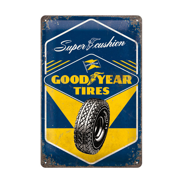 1898 Blechschild Schild 3D geprägt Metal Tin Sign 30 x 40 cm Goodyear Tires Est