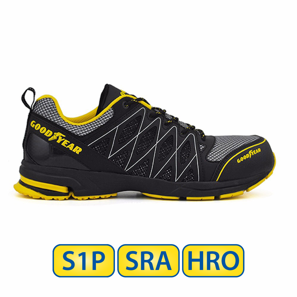 SRA Goodyear Sicherheitsschuhe GYSHU1502 S1P HRO Safety Shoes Black/Yellow 